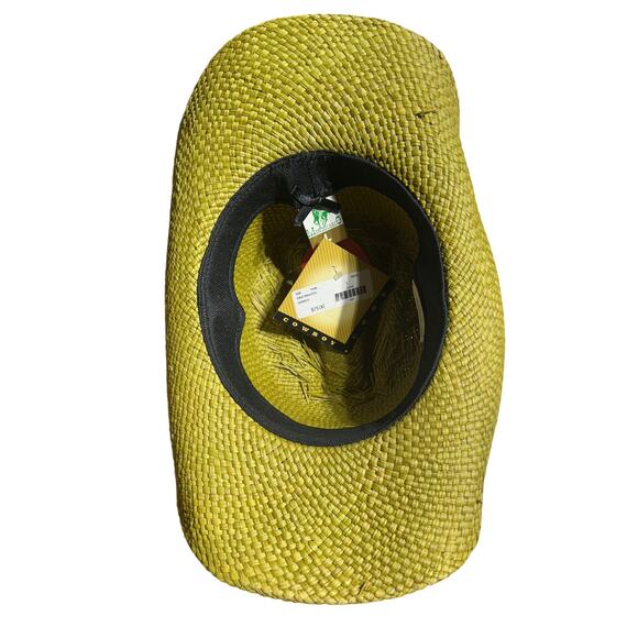 Montecarlo Wild West Lime Green genuine Panama straw hat made in Colombia nwt main image 4